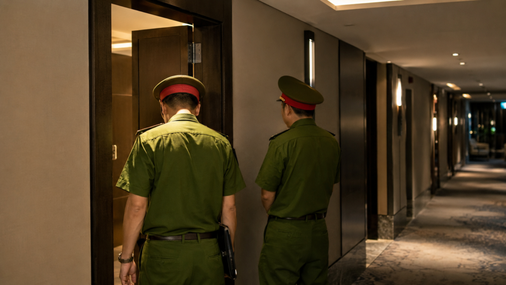 Contrôle policier dans un établissement d’hébergement à TP.HCM dans une affaire impliquant des étrangers.