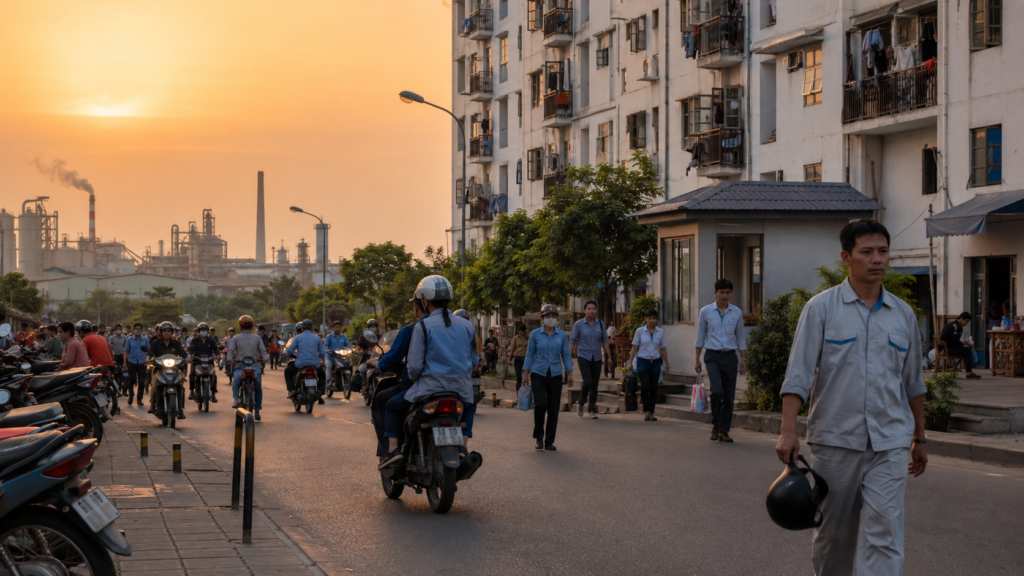 Immeubles de logements près d’une zone industrielle au Vietnam.